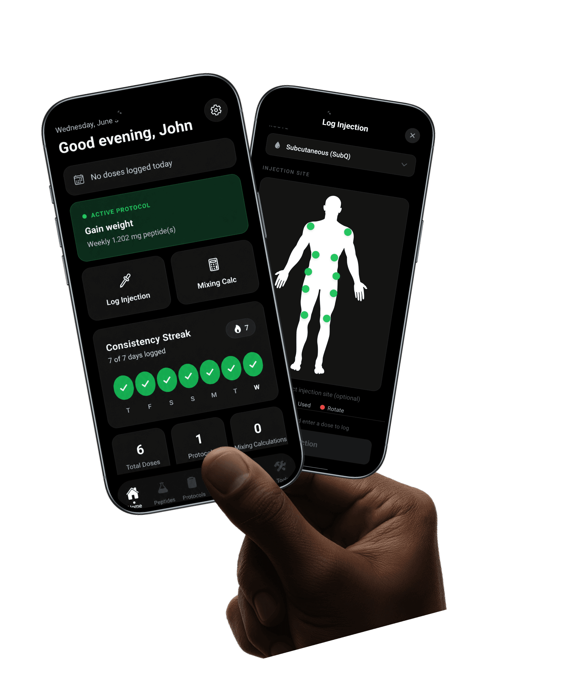 Peptai app hero phones in hand